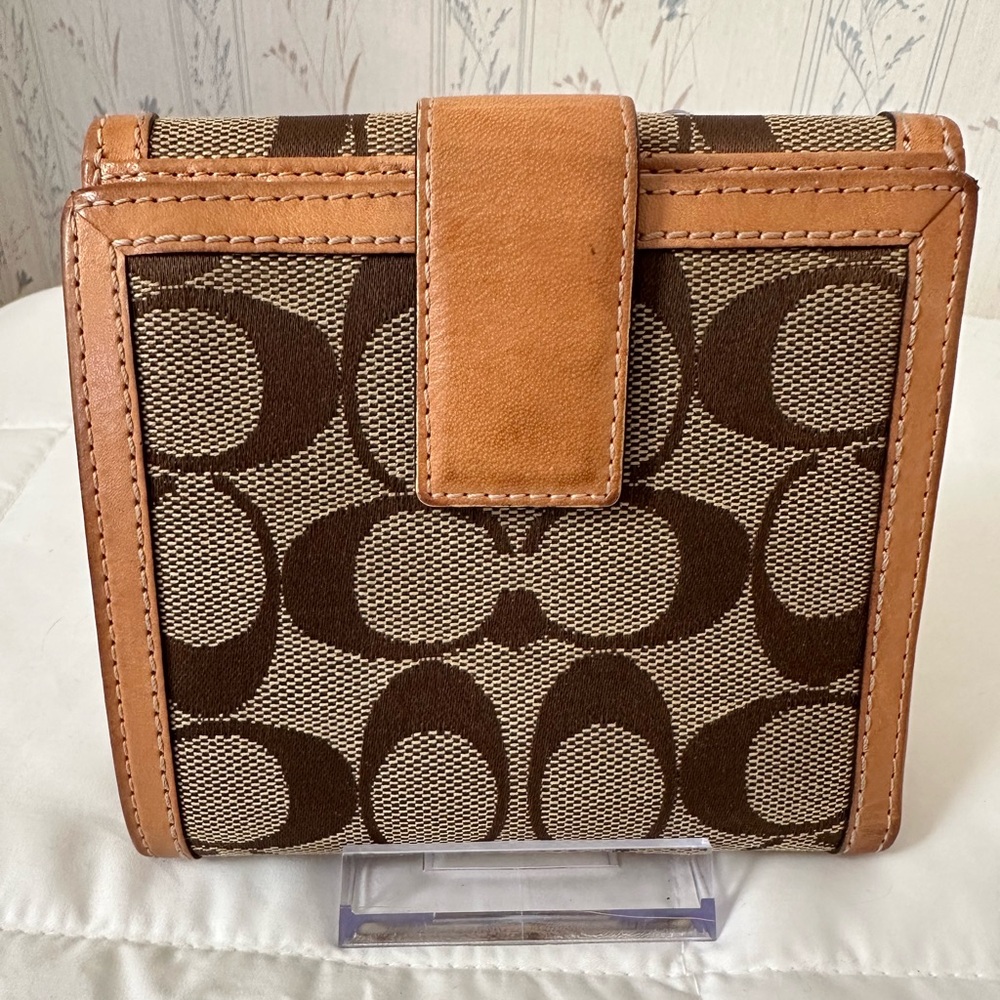 Coach Signature Brown and Tan Wallet - Picture 2 of 16